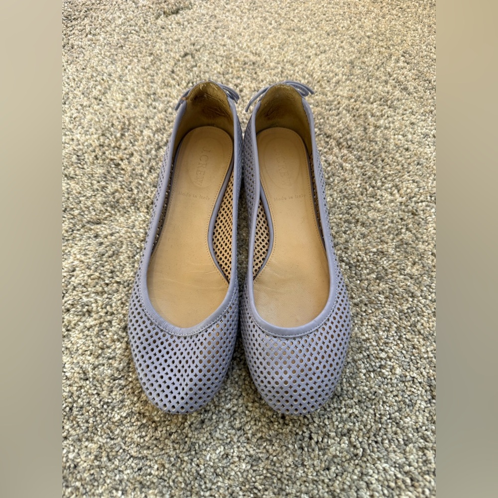 J.Crew Made in Italy Perforated Leather Ballet Flats Lilac Size 6